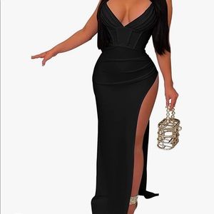 Black side slit dress